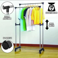 Телескопическая вешалка стойка для одежды Double pole МИНИ 680*40