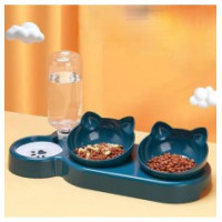 Подвійна миска для собак і котів із поїльником