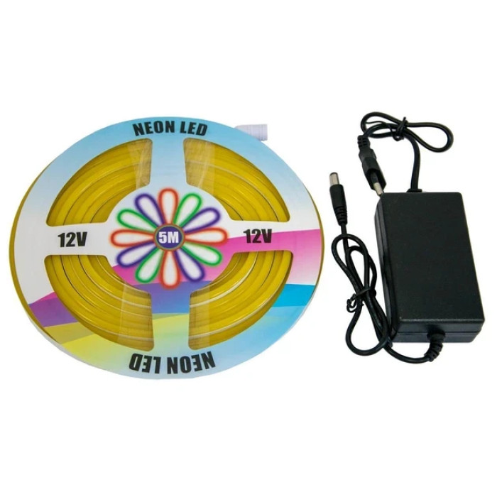 Стрічка силіконова LED NEON Жовта 5M Yellow 12V-220V
