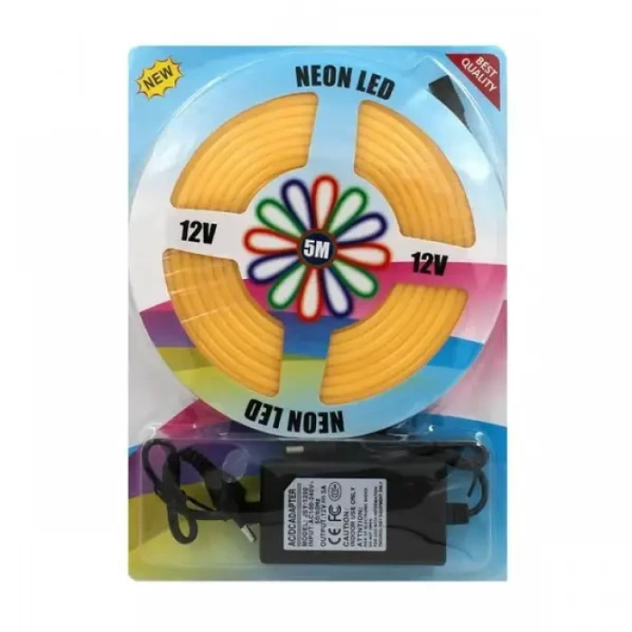 Стрічка силіконова LED NEON Жовта 5M Yellow 12V-220V