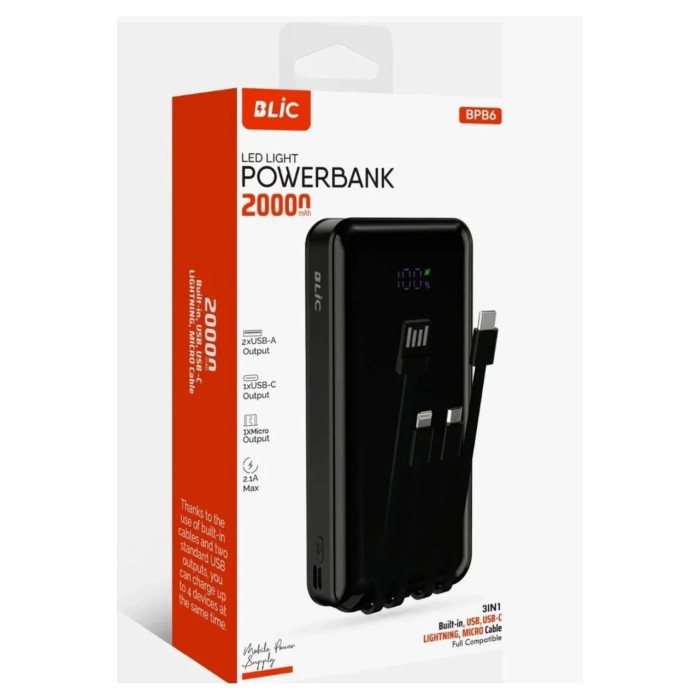 Зовнішній акумулятор BLIC BPB6 20.000 mAh