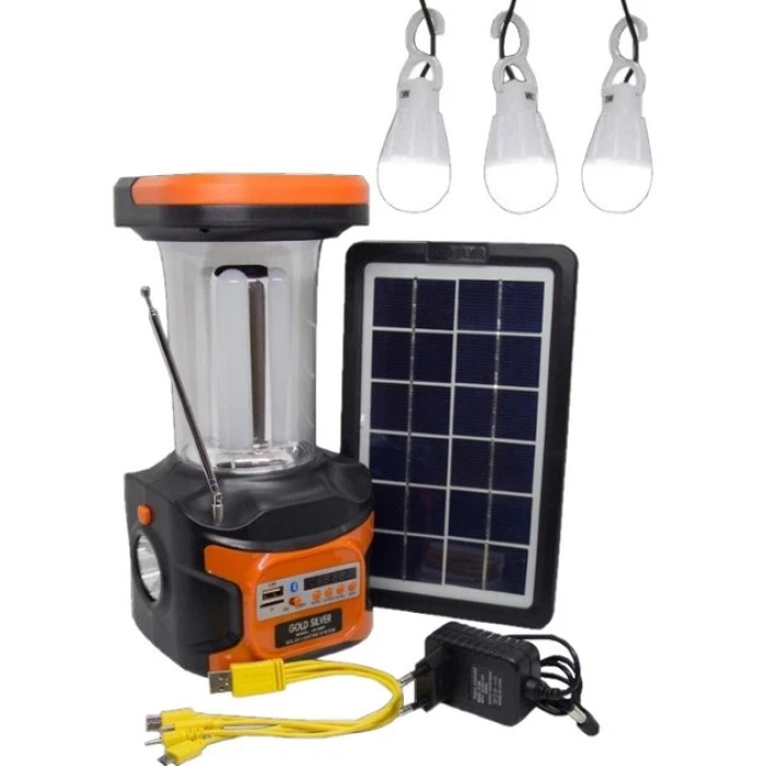 Переносний ліхтар прожектор Gold Silver GS-906P із сонячною панеллю