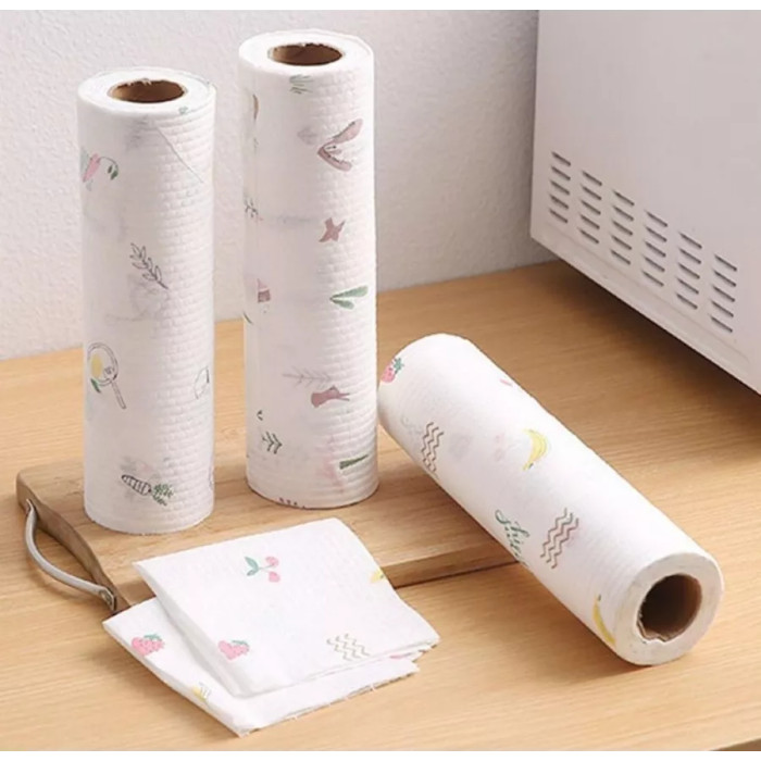 Серветки безворсові багаторазові в рулоні для прибирання 20*20 см 50 аркушів AND 183