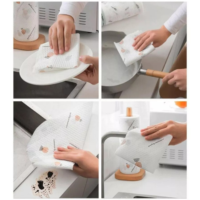 Серветки безворсові багаторазові в рулоні для прибирання 20*20 см 50 аркушів AND 183