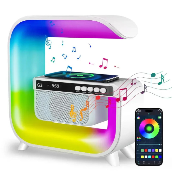 Нічник колонка RGB G 3 з бездротовою зарядкою 15W