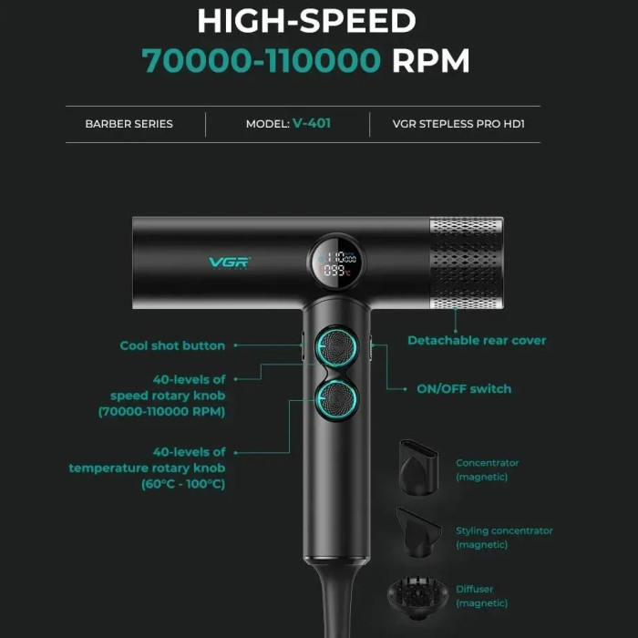 Фен для волосся 1900W VGR V-401