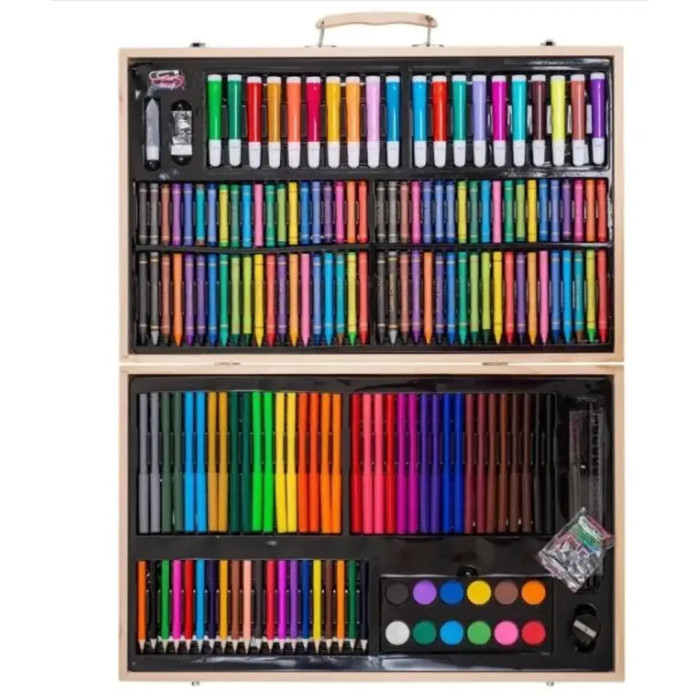 Набір для малювання 220 предметів у дерев'яній валізі