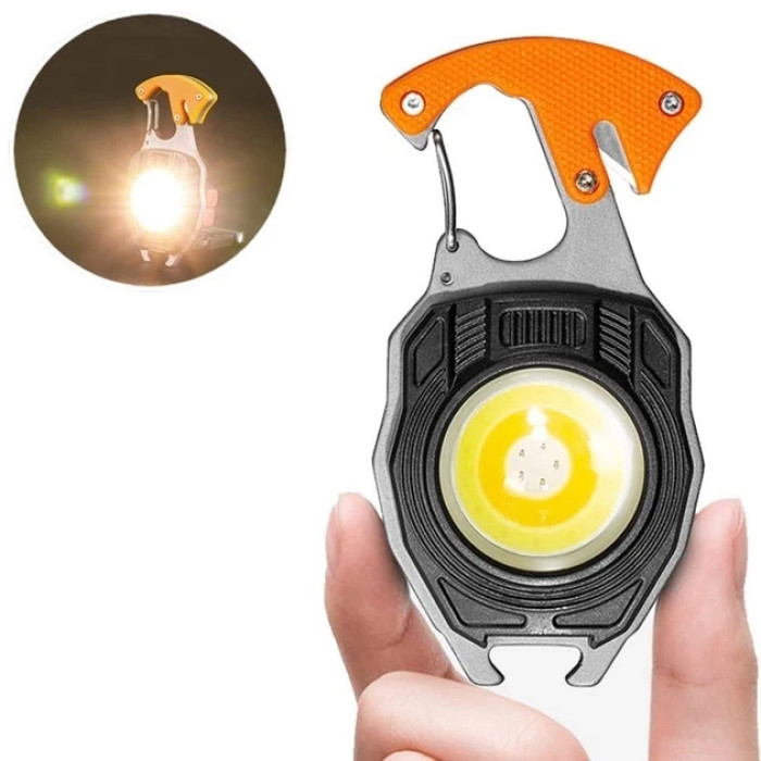 Многофункциональный туристический LED фонарик мультитул с карабином