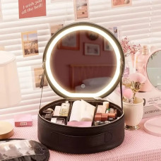 Органайзер-косметичка из эко кожи с LED зеркалом NiceLand, черный