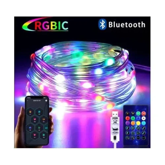 Світлодіодна стрічка 10 м Biom RGB 3939BT керування телефоном + Пульт