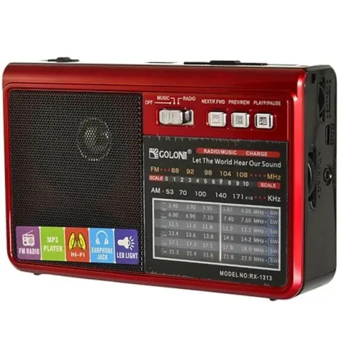 Радиоприемник GOLON RX1313, LED, 3W, AM/FM