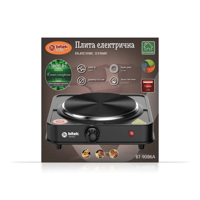 Плита электрическая 1 диск 1000Вт 155мм BITEK BT-9086A