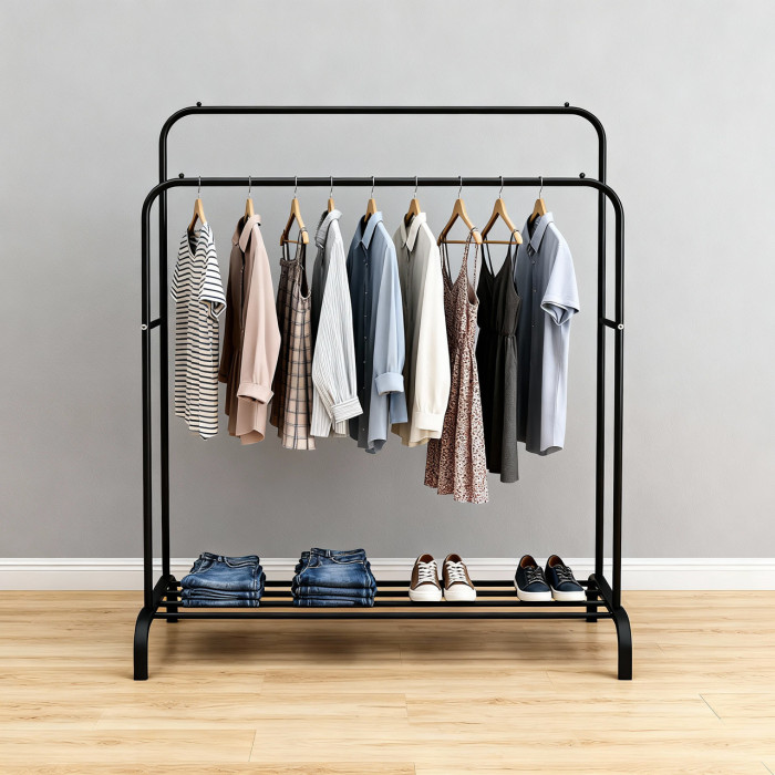 Подвійна підлогова стійка-вішалка для одягу та взуття 150*110*40 Double floor 205 35 кг