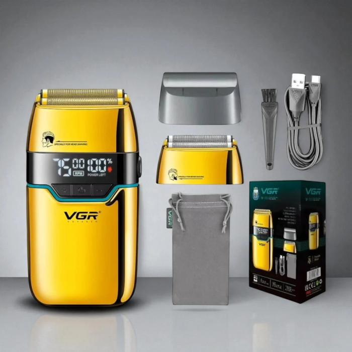 Электробритва шейвер VGR V-350 GOLD 2 насадки