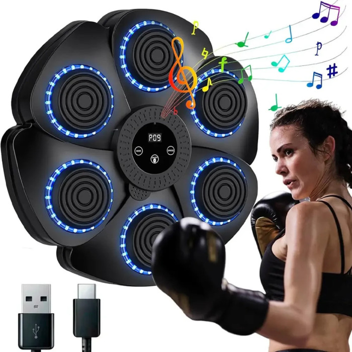 Настінна боксерська мішень із музикою і підсвіткою на 6 мішеней