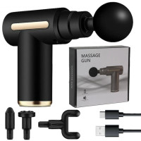 Массажер для тела перкуссионный, 4 насадки, Gun Massager 1324