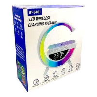 Беспроводная колонка с зарядкой и часами 3401