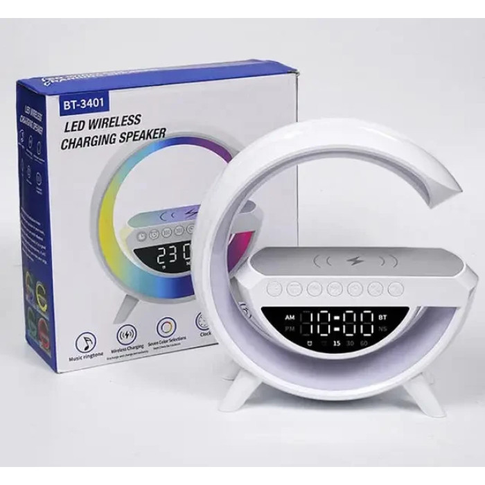 Беспроводная колонка с зарядкой и часами 3401