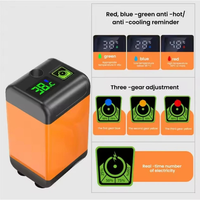 Портативний Душ із цифровим дисплеєм температури 7800 mAh MY-880 Жовтогарячий