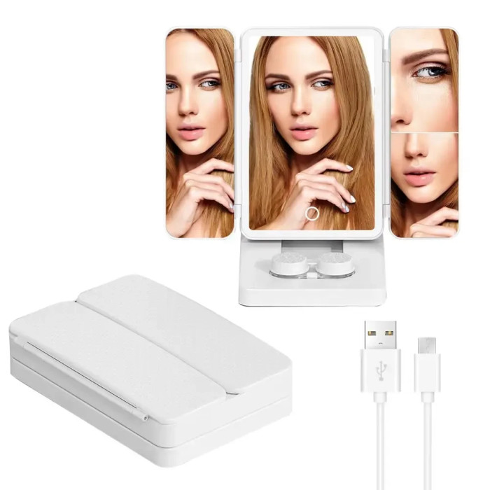 Потрійне дзеркало з мийними контактними Лінзами Tri color makeup mirror CX-8