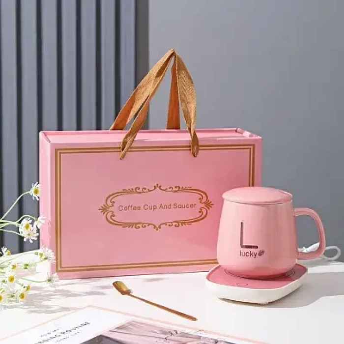 Кружка с подогревом от сети ПОДАРОЧНЫЙ НАБОР БЕЛАЯ И РОЗОВАЯ cup AND XL-999