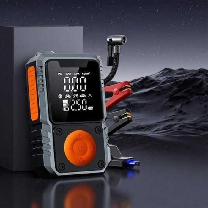 Акумуляторний автомобільний компресор із цифровим дисплеєм, 15 000 мА·год (-873)