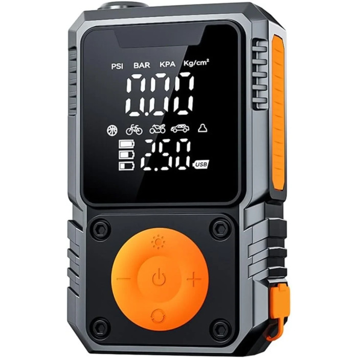 Акумуляторний автомобільний компресор із цифровим дисплеєм, 15 000 мА·год (-873)