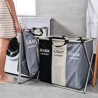 Корзина для белья складная Laundry Basket 3 секции Большая