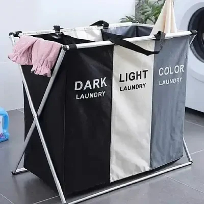 Кошик для білизни складаний Laundry Basket 3 секції Великий
