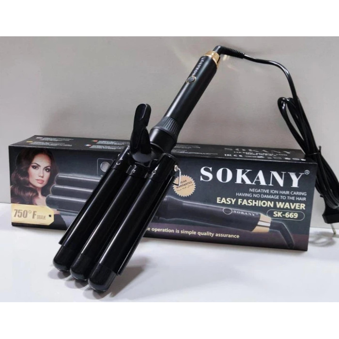Тройная плойка-щипцы для завивки волос Sokany AND SK-669