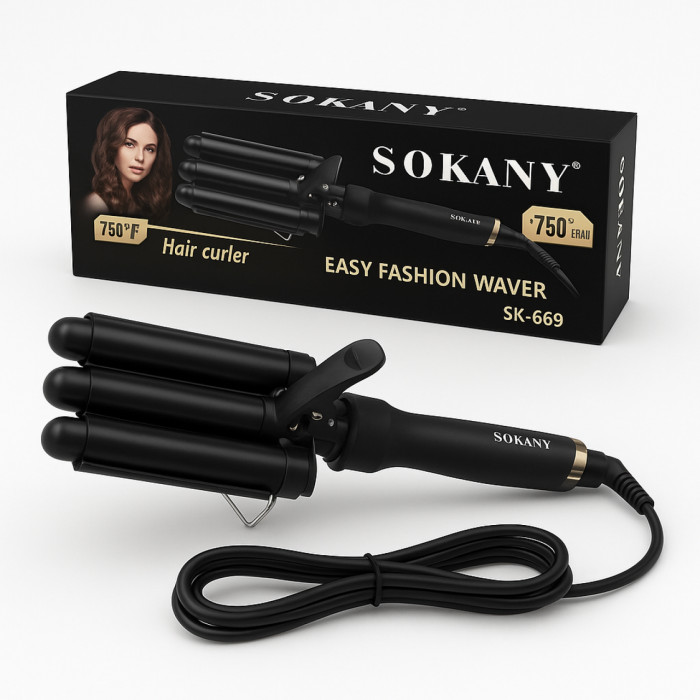 Тройная плойка-щипцы для завивки волос Sokany AND SK-669