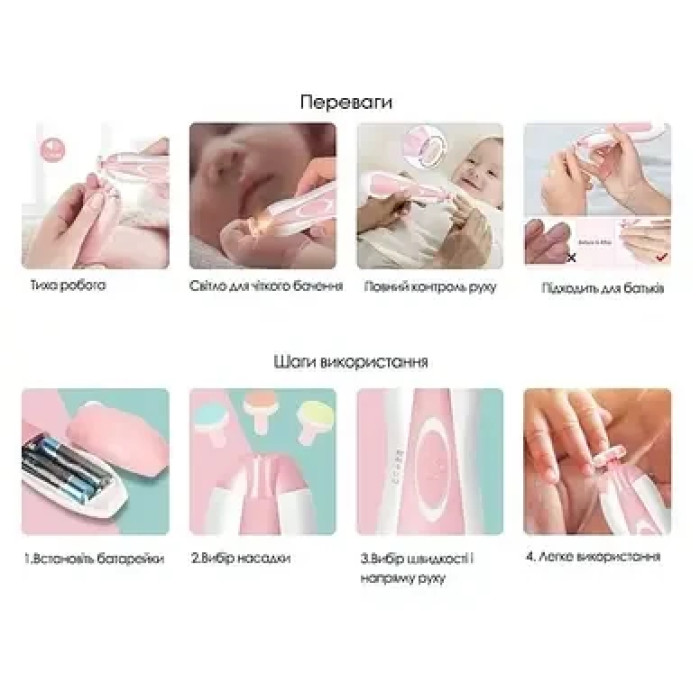 Детский триммер для ногтей 6 в 1 аккумуляторный JD53