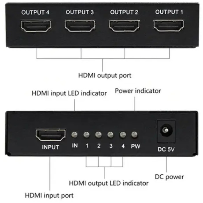 HDMI-розгалужувач на 4 порти (6784) HDMI SPLITTER 1 in 4