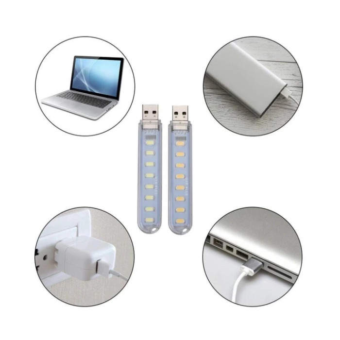 Світлодіодний ліхтарик usb лампа 8LED