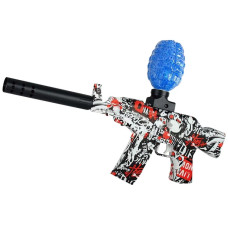 Електрична іграшка автомат AK-47 mini, з глушником і резервуаром під орбізи, червоний (-350)