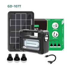 Переносний LED ліхтар із сонячною панеллю на 3 лампочки GDTimes GD-107T