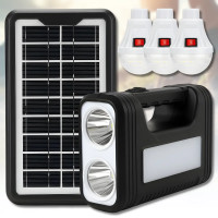 Портативный фонарь на солнечной батарее с 3 LED лампами и функцией Power Bank GD-8017Li