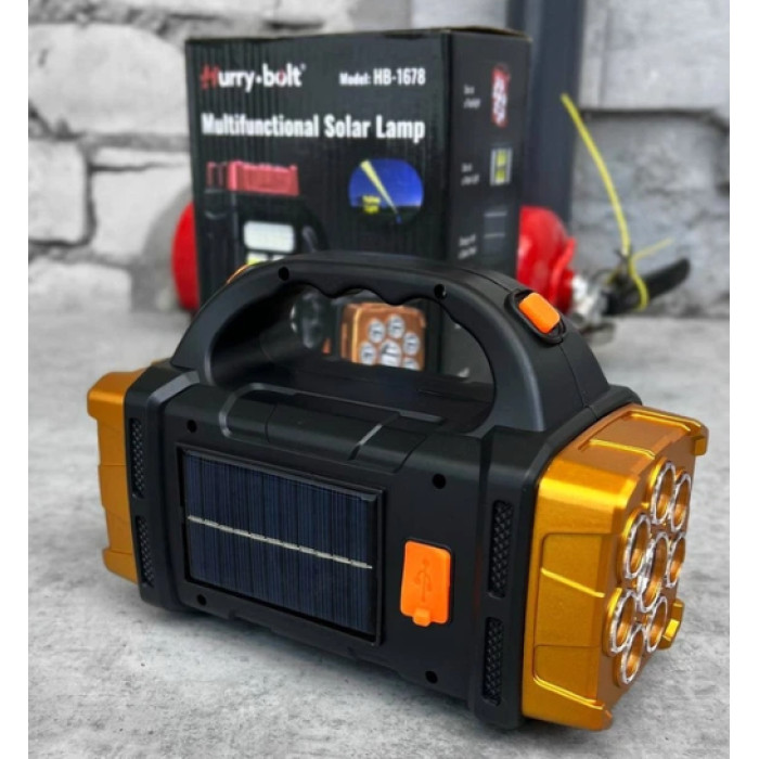 Акумуляторний ліхтарик 2400 мА·год Solar Hurry Bolt HB-1678 із сонячною панеллю