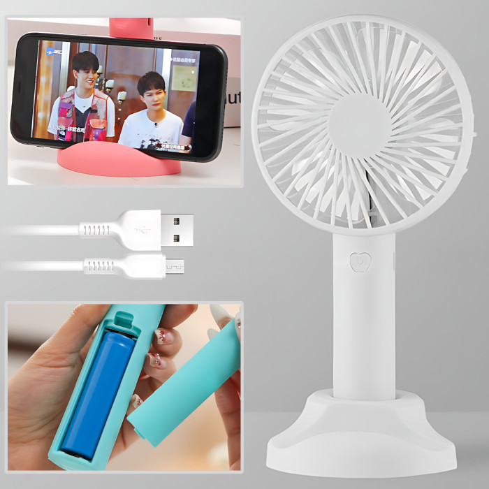 Вентилятор портативний 3шв з'ємний акумулятор 800мАг 4.5Вт microUSB X-9