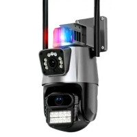Уличная поворотная WIFI камера P11 с сиреной и зумом Dual Lens Zoom 8MP, ICSEE