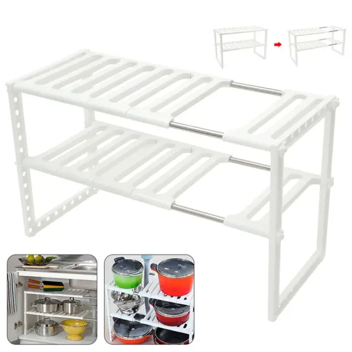 Регульована кухонна полиця Kitchen Rack для зберігання кухонного приладдя 38-70 см