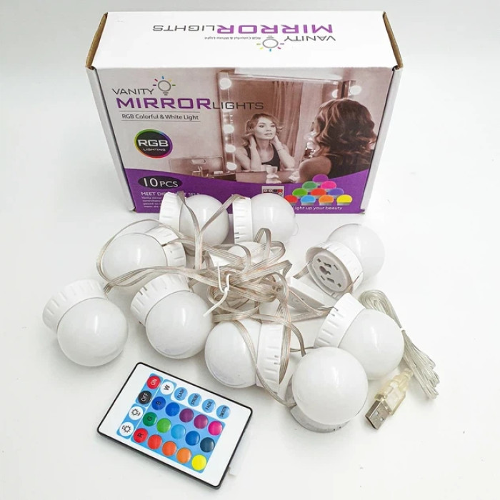 Подсветка для зеркала с пультом 10 ламп RGB с регулировкой яркости