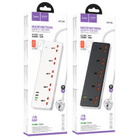 Сетевой фильтр Hoco AC14A Rico (5х Розеток/3хUSB/1хType-C) 30W PD/QC3.0 2500W, 1,5м