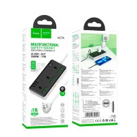 Сетевой фильтр Hoco AC7A Storm (3хРозетки/3хUSB/1хType-C) 2500W, 1,5м