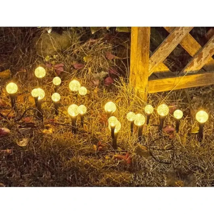 Садовый светильник garden light шарообразные с пузырьками на солнечной панели