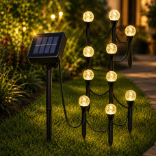 Садовый светильник garden light шарообразные с пузырьками на солнечной панели