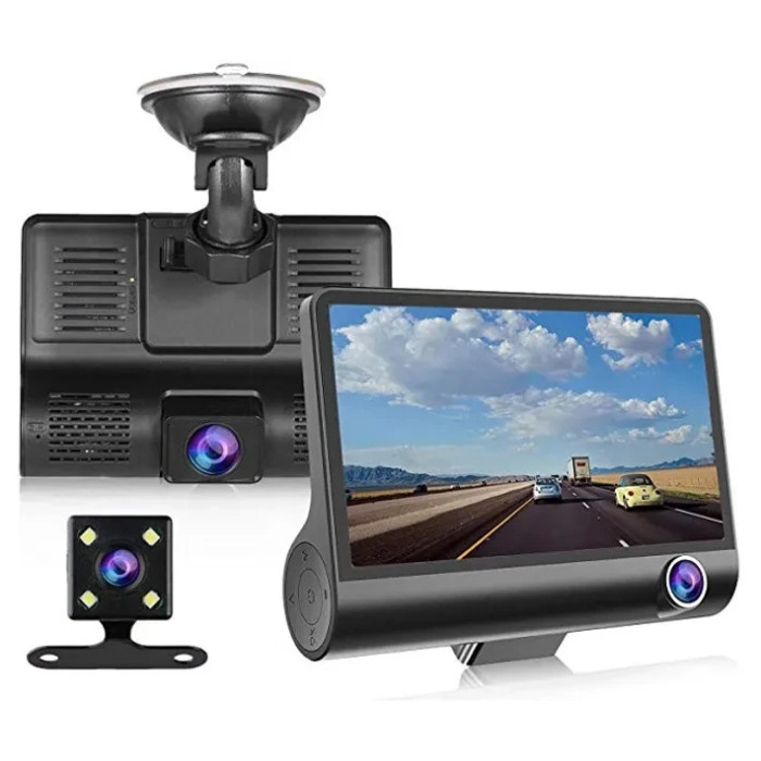 Автомобильный регистратор 4 "1080P FHD ЖК-экран, 3 объектива